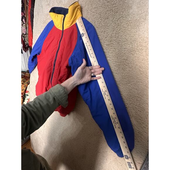 Vtg 90s Lands End Squall Jacket Mens Sz M Red Yellow Blue Retro Colorblock Zip - Picture 9 of 12